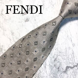 フェンディ(FENDI)のFENDI ネクタイ　ズッカ柄　ドット　Fマーク　グレー(ネクタイ)