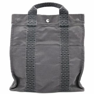 Hermes - 【在庫一掃】HERMES エルメス リュック エールラインアドMM バックパック かばん 鞄 メンズ レディース キャンバス    グレー ブラック 黒 シルバー金具 ユニセックス【中古品】