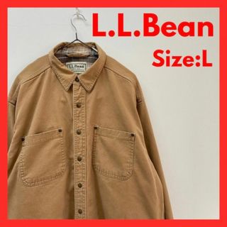 エルエルビーン(L.L.Bean)の【美品】古着　エルエルビーン　ダック生地　ワークシャツ　裏地付き　キャメル　L(シャツ)