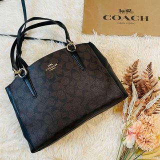 コーチ(COACH)の美品＊COACH 2way ハンド ショルダーバッグ シグネチャー レザー 茶(ショルダーバッグ)