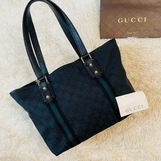 Gucci - 美品＊GUCCI トート ハンドバッグ ggキャンバスレザー シェリー 肩掛け