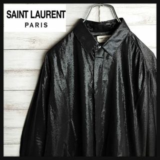 サンローラン(Saint Laurent)の【レアデザイン】 サンローランパリ ドレスシャツ シャイン シルク 偏光(シャツ)