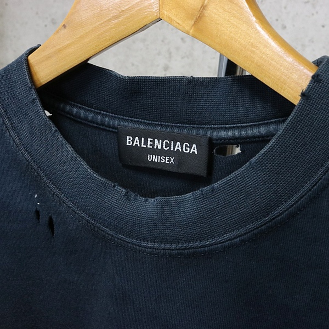 Balenciaga(バレンシアガ)のBALENCIAGA 銀座店 バレンシアガ ダメージ加工 BBロゴ プリント Tシャツ 半袖 ユニセックス size:XS 黒系 94689 メンズのトップス(Tシャツ/カットソー(半袖/袖なし))の商品写真