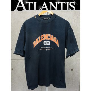 バレンシアガ(Balenciaga)のBALENCIAGA 銀座店 バレンシアガ ダメージ加工 BBロゴ プリント Tシャツ 半袖 ユニセックス size:XS 黒系 94689(Tシャツ/カットソー(半袖/袖なし))