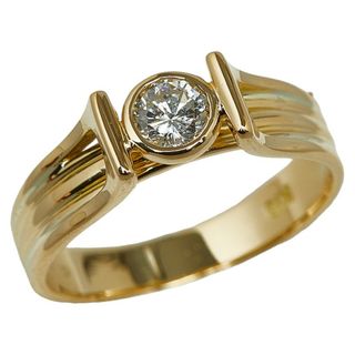 美品 K18YG イエローゴールド ソリティアリング リング 指輪 ダイヤ 0.31ct 【1-0144119】(リング(指輪))