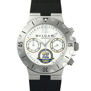 ブルガリ(BVLGARI)のブルガリ BVLGARI ディアゴノ プロフェッショナル スクーバ クロノグラフ FIFA100周年記年モデル 世界限定999本 SCB38SSC38WSV ホワイト文字盤 中古 腕時計 メンズ(腕時計(アナログ))