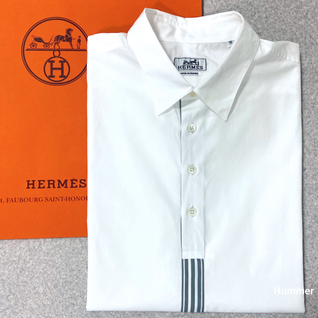 Hermes(エルメス)の国内正規品 極美品 XL エルメス プルオーバー ストライプライン 半袖シャツ メンズのトップス(シャツ)の商品写真