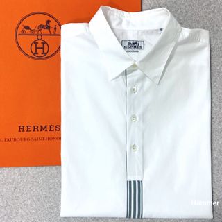 エルメス(Hermes)の国内正規品 極美品 XL エルメス プルオーバー ストライプライン 半袖シャツ(シャツ)