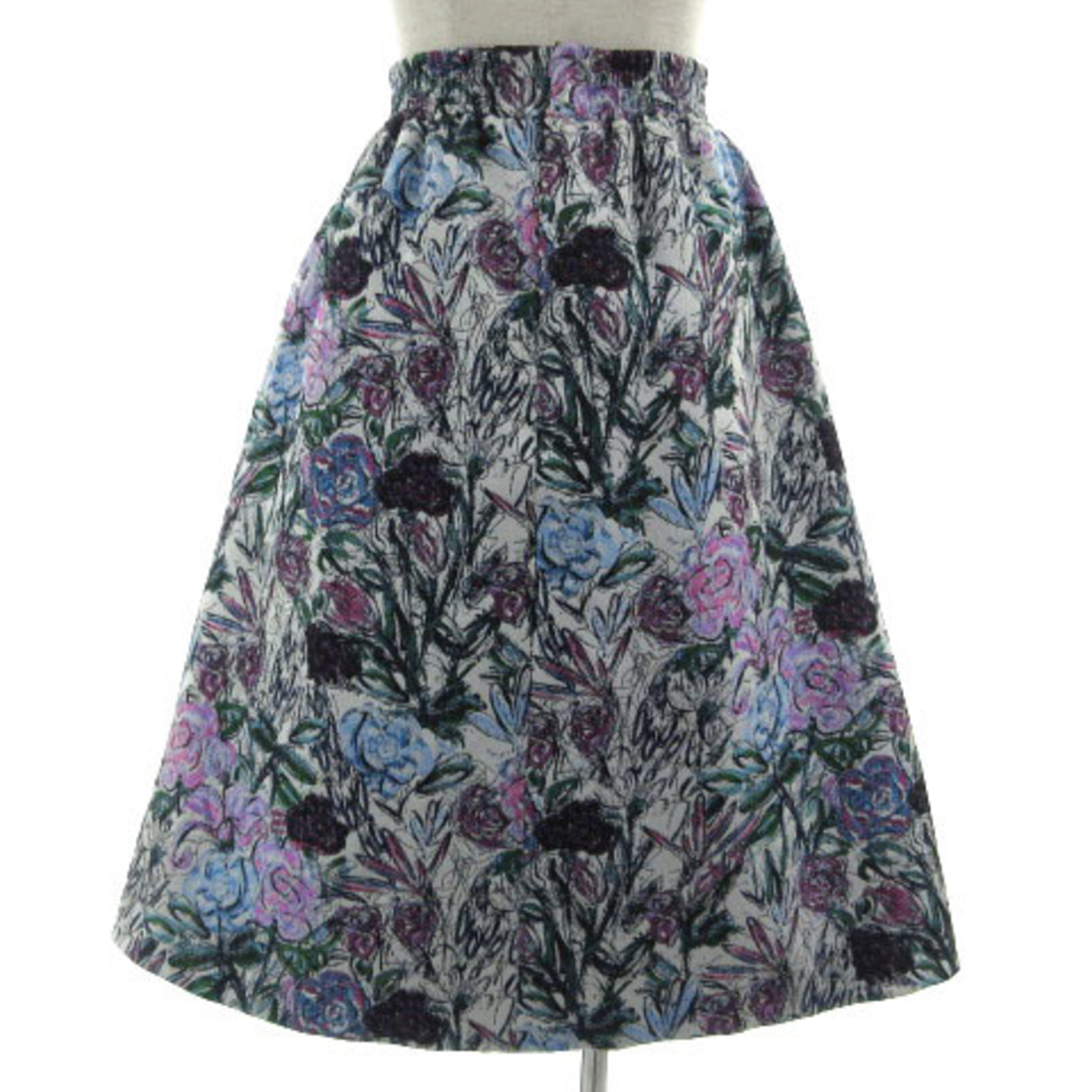 VIAGGIO BLU(ビアッジョブルー)のビアッジョブルー スカート フレア ミモレ丈 花柄 グレー マルチカラー 0 レディースのスカート(ひざ丈スカート)の商品写真