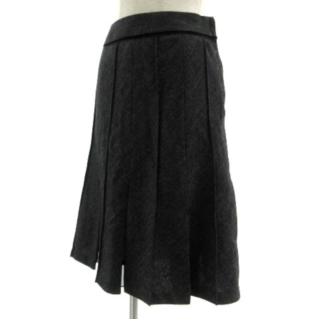 COMME CA ISM(コムサイズム)のコムサイズム スカート 裾ボックスプリーツ ミディ丈 ツイード グレー 黒 L レディースのスカート(ひざ丈スカート)の商品写真