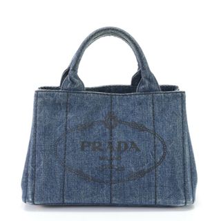 プラダ(PRADA)の極美品 プラダ カナパ デニム ブルー 三角ロゴ 194 ハンドバッグ トート トップハンドル レディース EEM V17-3(ハンドバッグ)