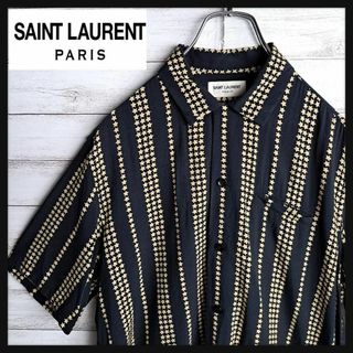 サンローラン(Saint Laurent)の【レアデザイン】 サンローランパリ 柄シャツ 星 ストライプ アロハ 半袖 38(シャツ)