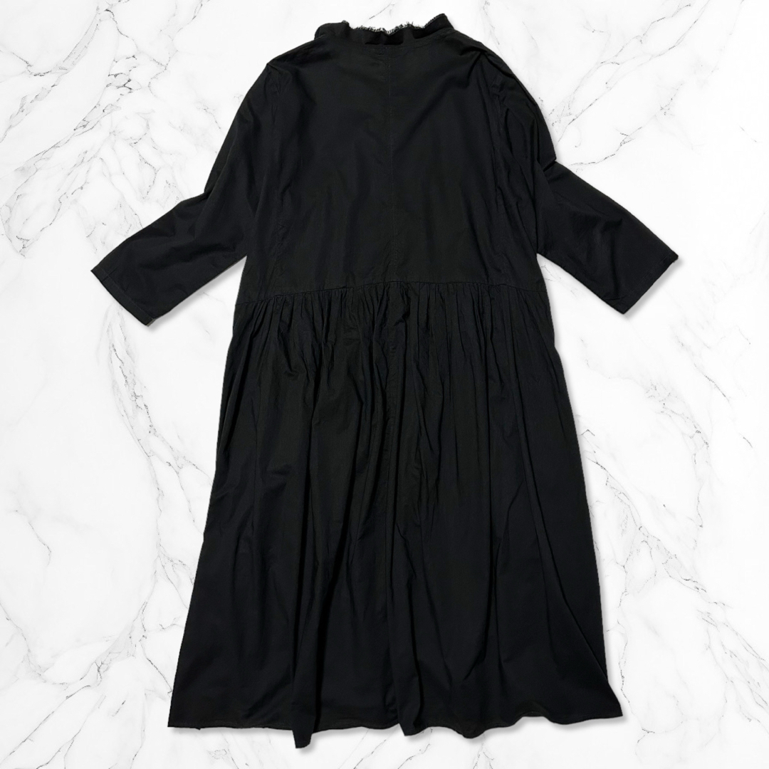 pousse プース パスアパス シャツ ワンピース ゆったり 黒ブラック 長袖 レディースのワンピース(ロングワンピース/マキシワンピース)の商品写真