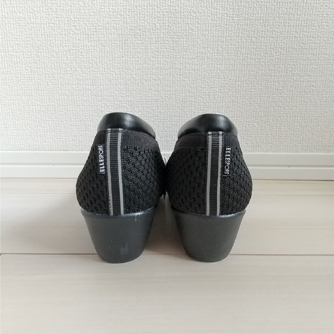 （466）ELLE SPORT ブラック オープントゥー シューズ（23.5cm レディースの靴/シューズ(その他)の商品写真