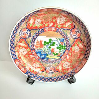ハサミ(HASAMI)の《美品》林九郎窯 獅子牡丹紋 絵盛皿(食器)