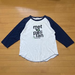 Tシャツ　七分袖　ホワイト×ネイビー　metropolitan(Tシャツ(長袖/七分))