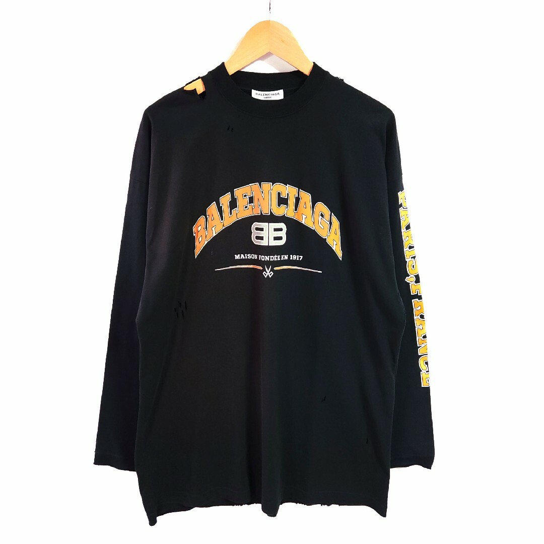 Balenciaga(バレンシアガ)の22SS BALENCIAGA ヴィンテージ加工ロンT BBロゴ バレンシアガ メンズのトップス(Tシャツ/カットソー(七分/長袖))の商品写真