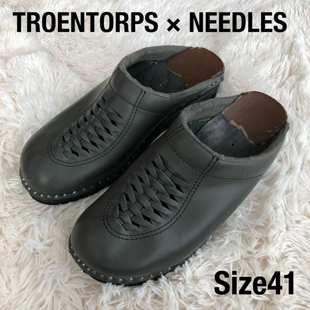 Needles(ニードルス)のTROENTORPS×NEEDLES レザーサボサンダルグレー41トロエントープ メンズの靴/シューズ(サンダル)の商品写真