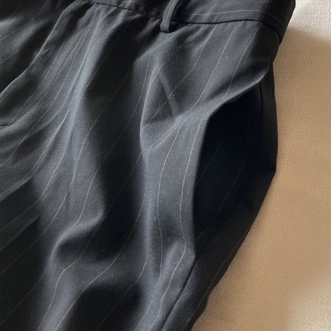 Ralph Lauren(ラルフローレン)のラルフローレン ブラックレーベル ストレッチ ストライプ スラックス パンツ 黒 レディースのパンツ(カジュアルパンツ)の商品写真