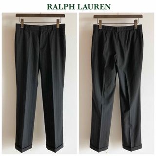 ラルフローレン(Ralph Lauren)のラルフローレン ブラックレーベル ストレッチ ストライプ スラックス パンツ 黒(カジュアルパンツ)