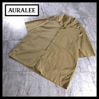 AURALEE - AURALEE オーラリー 開襟 オープンカラー シャツ 半袖 ベージュ 無地