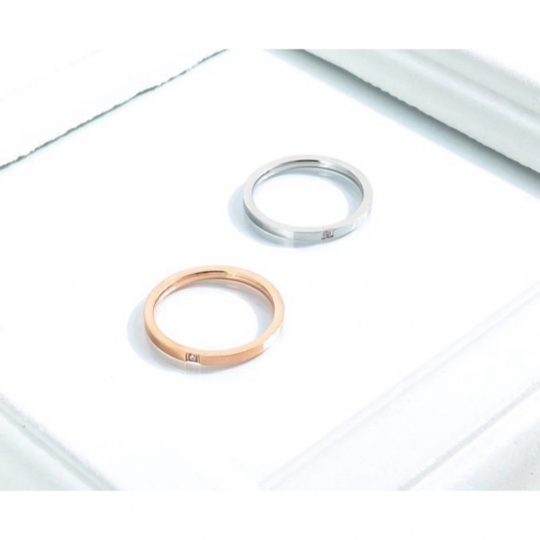角リング ステンレス指輪 ステンレスリング ピンキーリング  ペア レディースのアクセサリー(リング(指輪))の商品写真