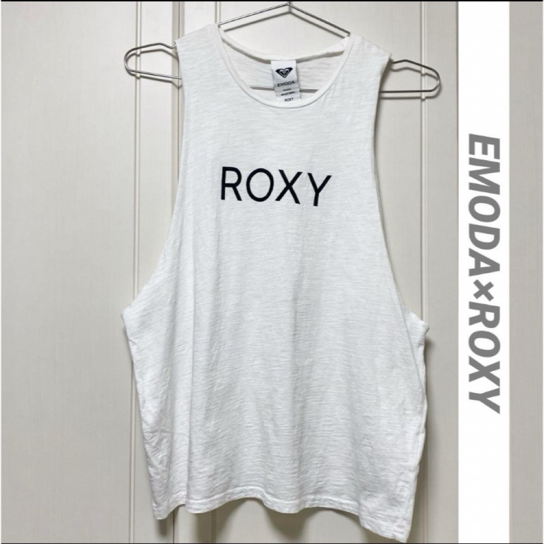 EMODA(エモダ)のEMODA ROXY　タンクトップ　ホワイト　白　レディース レディースのトップス(タンクトップ)の商品写真