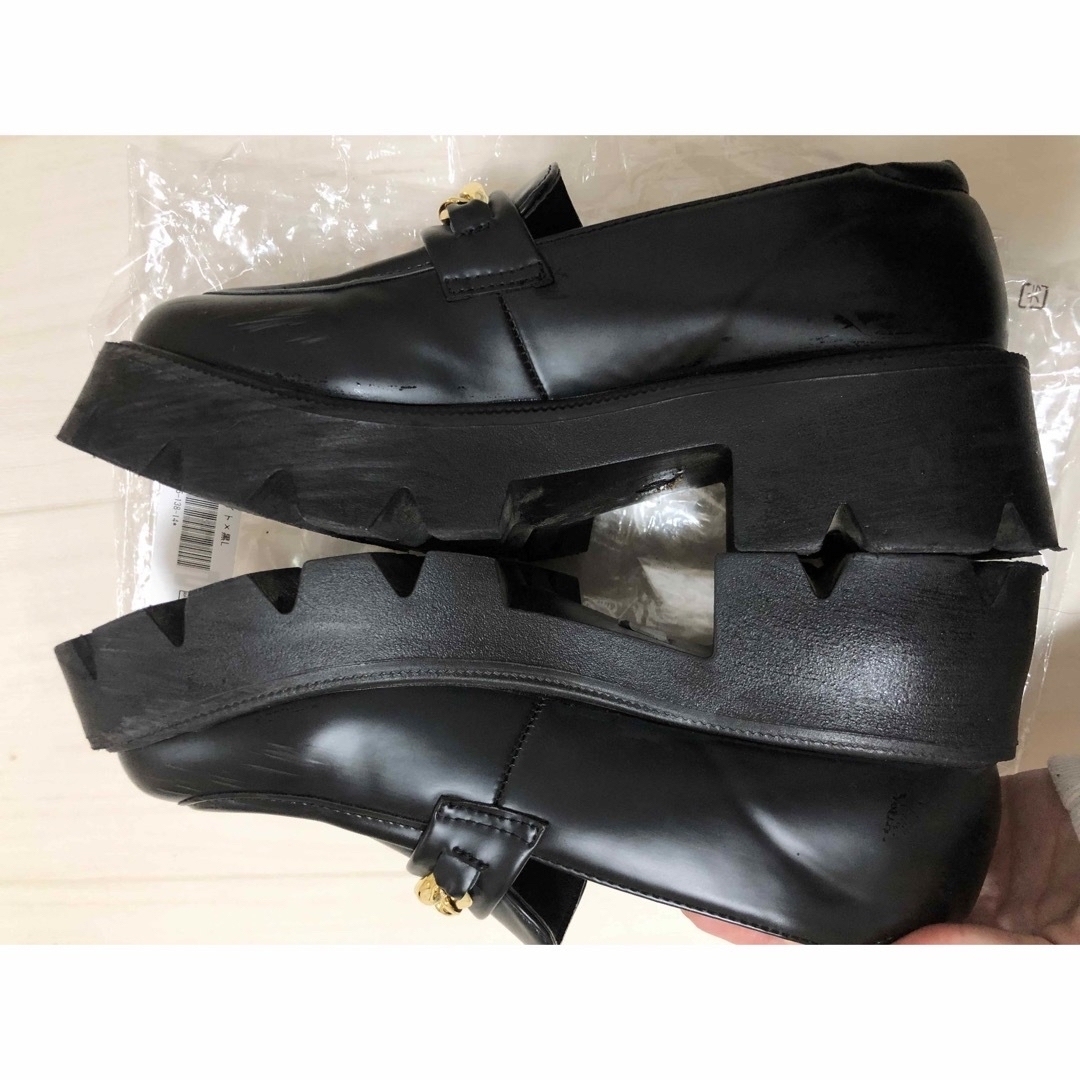 GRL(グレイル)のスクエアトゥゴールドチェーン厚底ソールレザーローファー[zr986]   レディースの靴/シューズ(ローファー/革靴)の商品写真
