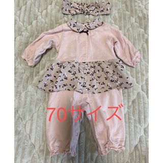 ベベ(BeBe)の【中古】べべ　ロンパース　女の子　70サイズ(ロンパース)