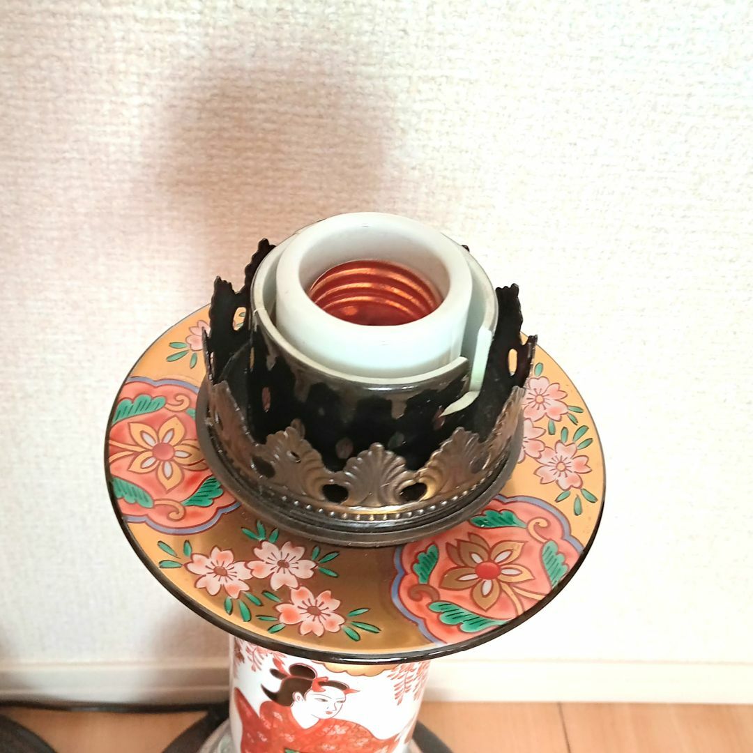HASAMI(ハサミ)の林九郎窯 桜花酒宴人物図 ランプスタンドセット インテリア/住まい/日用品のライト/照明/LED(テーブルスタンド)の商品写真