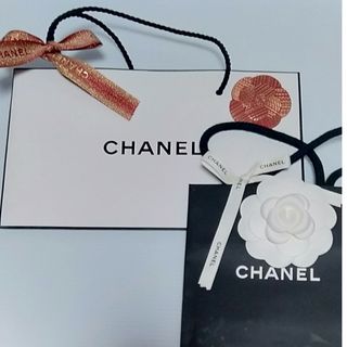 シャネル(CHANEL)の[ショップ袋12]シャネルショップ袋 リボン カメリア付き 2点(ショップ袋)