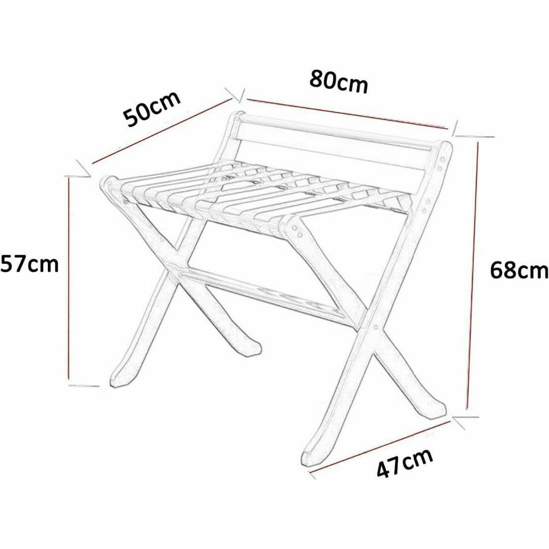 バゲージラック 荷物置き 木製 折り畳み式 ナチュラル 持ち運び 便利 インテリア/住まい/日用品の収納家具(棚/ラック/タンス)の商品写真
