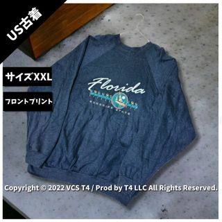 【US古着】 スウェット 2XL ブラック フロントプリント ✓3824(その他)