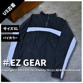 【US古着】 EZ GEARスウェット XL ブラック ライトブルー ✓3817(その他)