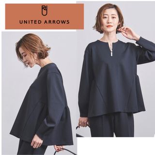 ユナイテッドアローズ(UNITED ARROWS)のUNITED ARROWS/ SPONGY パールモチーフブラウス NVY 38(シャツ/ブラウス(長袖/七分))