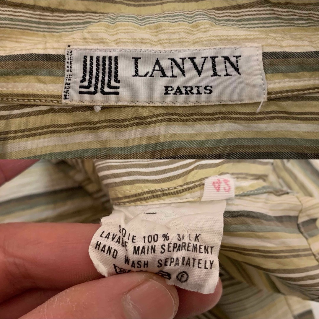 LANVIN(ランバン)のLANVIN PARIS VINTAGE FRANCE製 ストライプシルクシャツ レディースのトップス(シャツ/ブラウス(長袖/七分))の商品写真