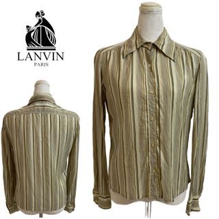 ランバン(LANVIN)のLANVIN PARIS VINTAGE FRANCE製 ストライプシルクシャツ(シャツ/ブラウス(長袖/七分))