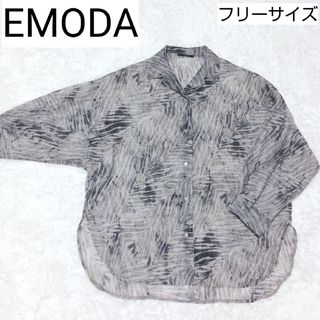 エモダ(EMODA)のEMODA エモダ 長袖 シアーシャツ ゼブラ ブラウス シャツ  黒(シャツ/ブラウス(長袖/七分))