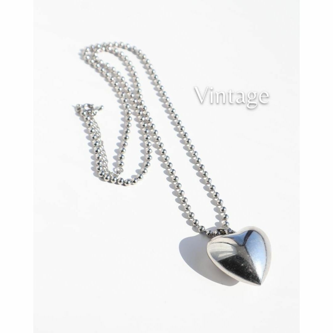 VINTAGE(ヴィンテージ)のハート モチーフ チャーム ボールチェーン vintage ロング ネックレス メンズのアクセサリー(ネックレス)の商品写真