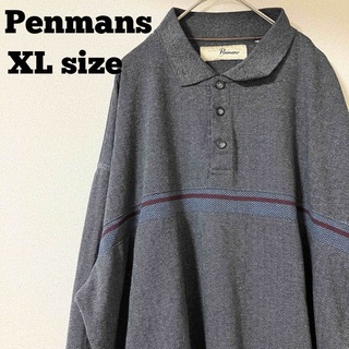 Penmans ロング ポロシャツ XLサイズ ＵＳＡ　古着 グレー(ポロシャツ)
