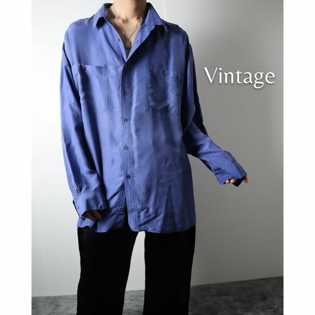 VINTAGE(ヴィンテージ)のシルク オーバーサイズ とろみ カラーシャツ ボックスカット 80s 90s メンズのトップス(シャツ)の商品写真