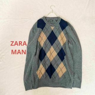 ザラ(ZARA)の044ザラ　ZARA MAN ニット　セーター　メンズ　XL アーガイル柄(ニット/セーター)