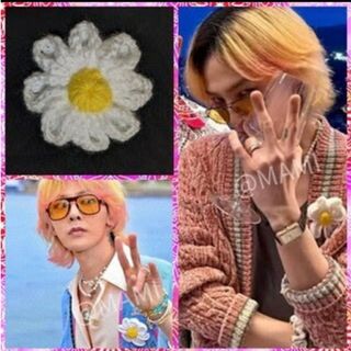 ピースマイナスワン(PEACEMINUSONE)の🌼デイジー 編み編み コサージュ ブローチ バッジ🌼G-DRAGON ジヨン(バッジ/ピンバッジ)