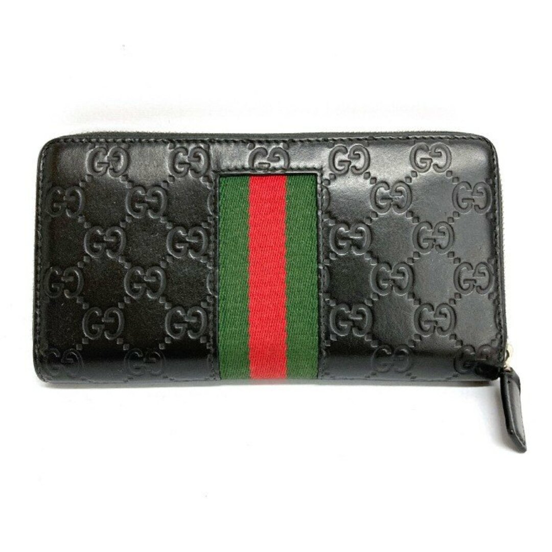 Gucci(グッチ)の★GUCCI グッチ 408831 493075 グッチシマ シェリーライン 長財布 ラウンドファスナー長財布 ブラック メンズのファッション小物(長財布)の商品写真