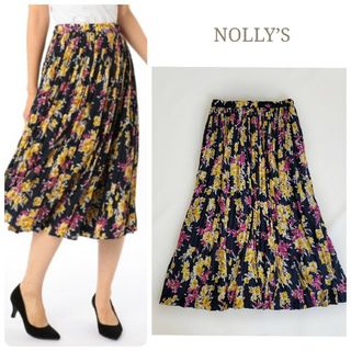 ノーリーズ(NOLLEY'S)のノーリーズ フラワープリントプリーツスカート 花柄 フレア 36(S)(ロングスカート)