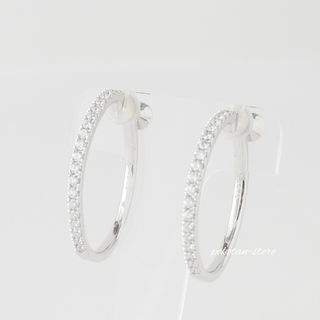 MIKIMOTO - 美品【ミキモト】K18WG　ダイヤモンド 0.72ct　フープ　イヤリング