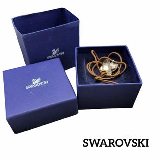 スワロフスキー(SWAROVSKI)の【美品】SWAROVSKI コードネックレス 蝶 クリアブラウン(ネックレス)