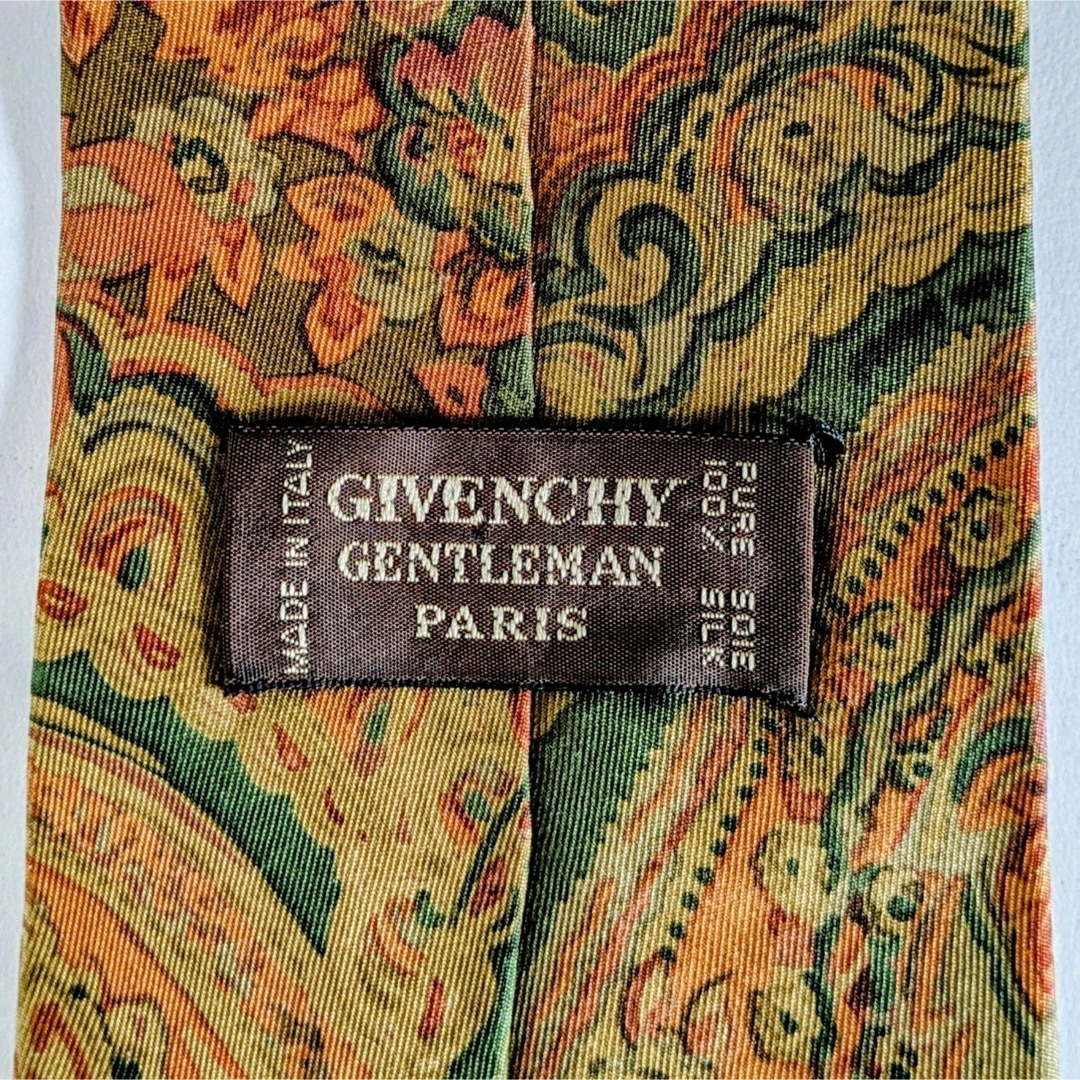 GIVENCHY(ジバンシィ)の伊製 ネクタイ GIVENCHY ジバンシイ 花柄 絵画 オレンジ グリーン 緑 メンズのファッション小物(ネクタイ)の商品写真