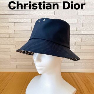 クリスチャンディオール(Christian Dior)の【極美品】ディオール オブリーク バケットハット ネイビー 56 リバーシブル(ハット)