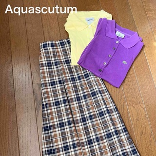 アクアスキュータム(AQUA SCUTUM)のused  Aquascutum シルク混 ハウスチェックのプリーツスカート(ロングスカート)